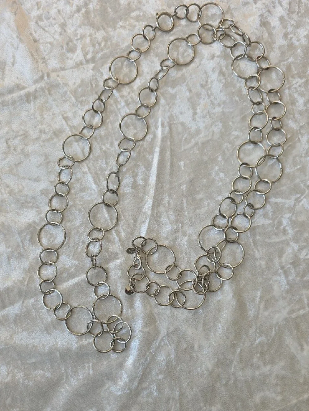 Cookie Lee Long Silver Tone Ring Chain Necklace/Belt